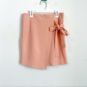 Papaya Wrap Over Mini Skirt